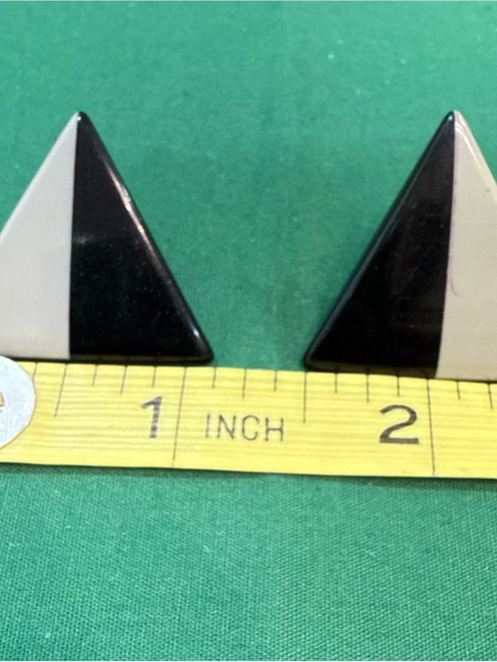 VTG 80s Geometric Earrings Black & Gray Triangular Design. 52 C